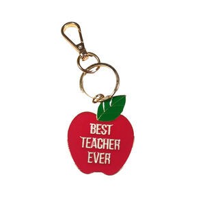 Best Teacher Ever Keychain Purse Clip Red Apple
